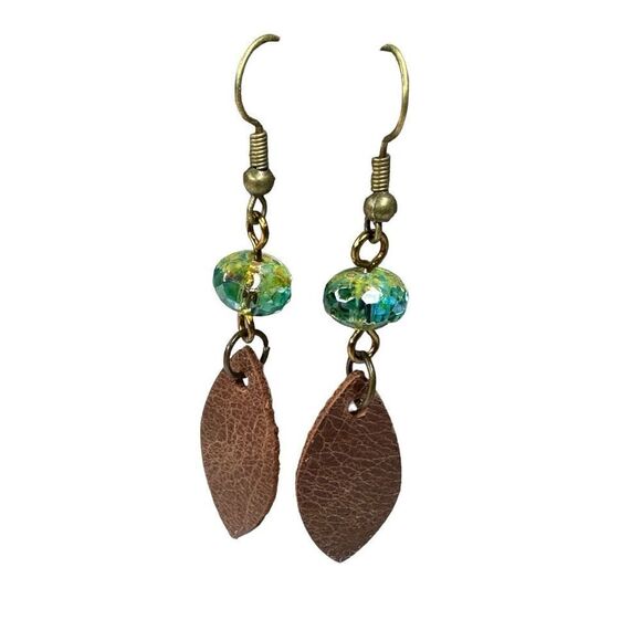 So You Sparkle Leather & Czech Glass Beads Earrings - Picture 1 of 7